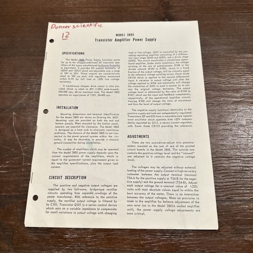 Donner scientific model 3805 - scientific,